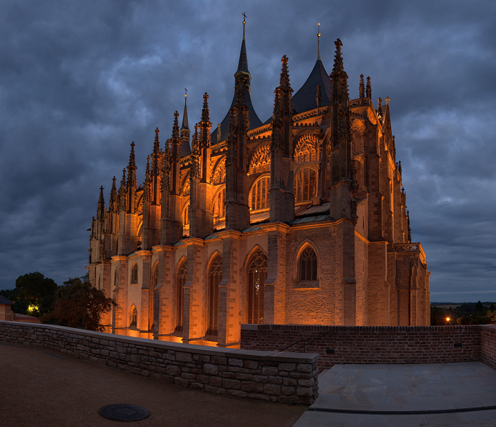 Church of St. Barbara at night
